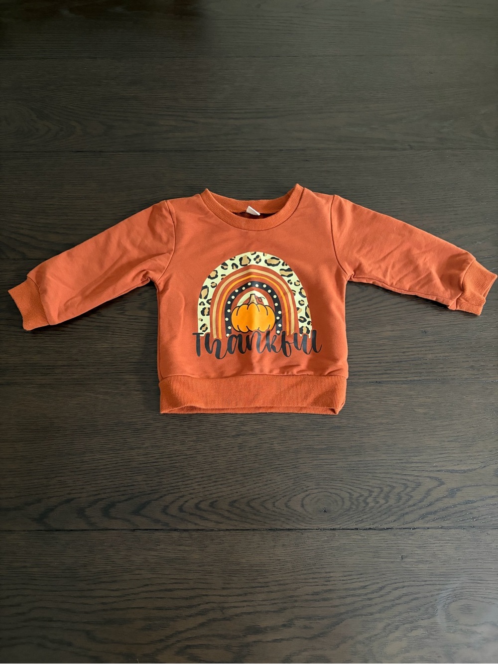 Baby Pumpkin Leopard 'Thankful' Pullover Sweatshirt (6-12M)